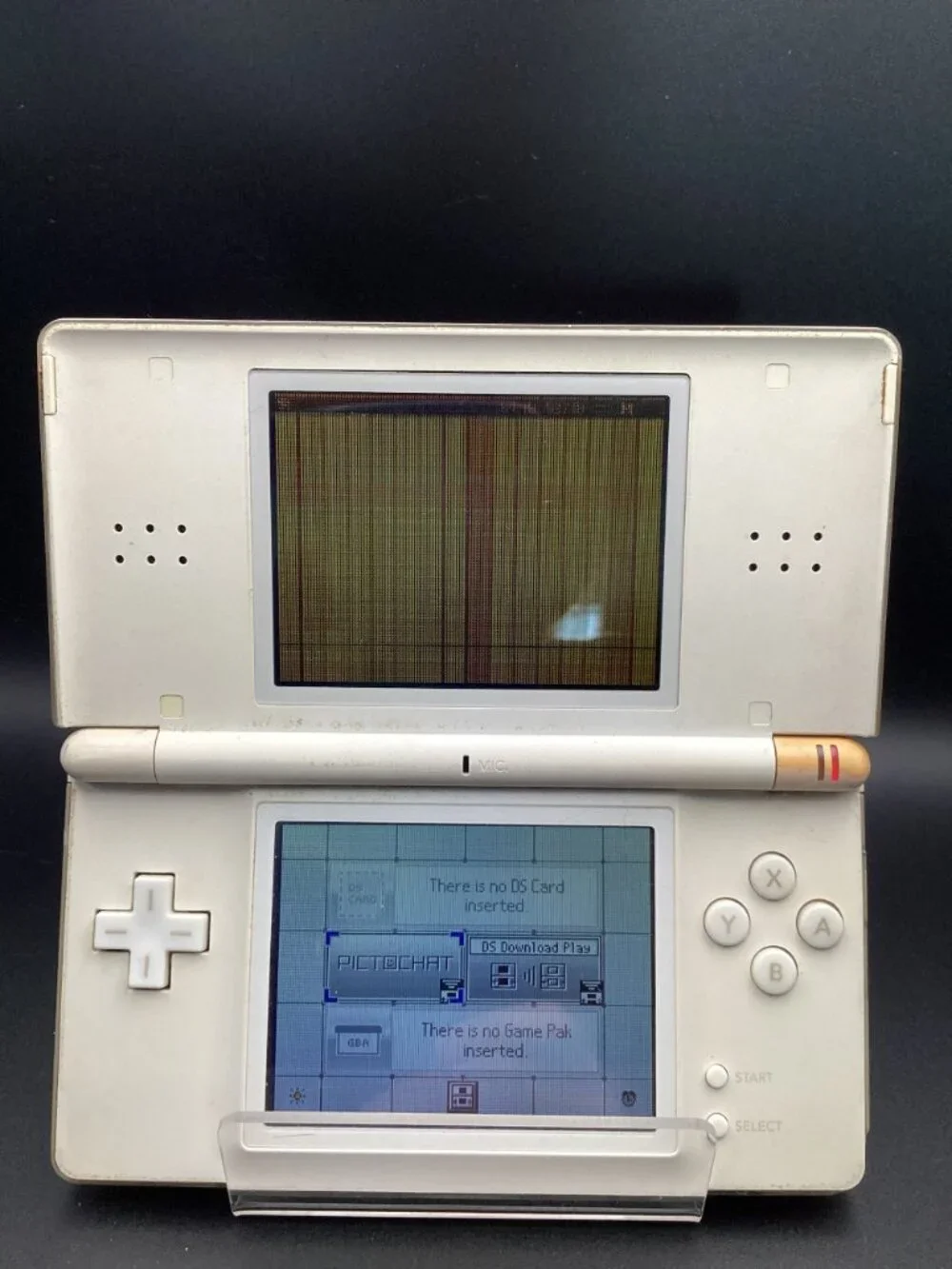 Nintendo DS Lite White USG-001 Powers On Bad Top Display New Battery USA AS-IS